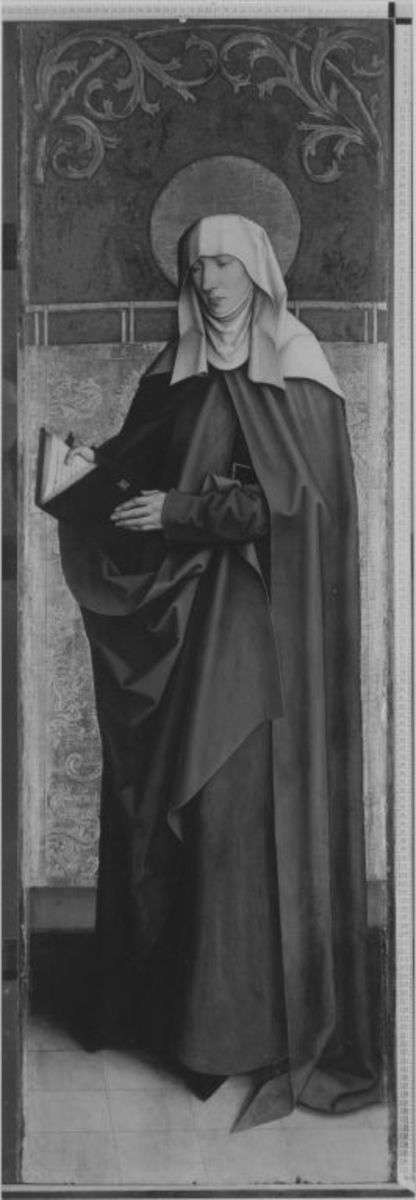 Flügel eines Altares: Hl. Brigitta
(abgesägte Rückseite von WAF 1205)