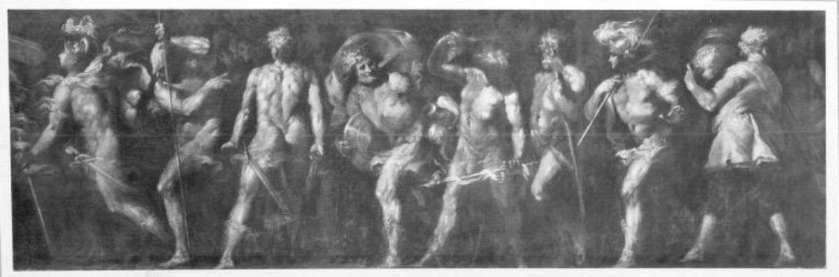 Standartenträger und beutetragende Krieger