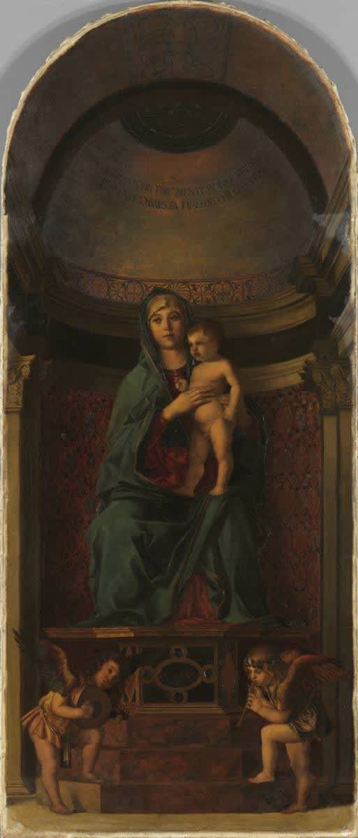 Thronende Madonna mit Engeln und Heiligen (nach Giovanni Bellini)
(Frari-Triptychon)