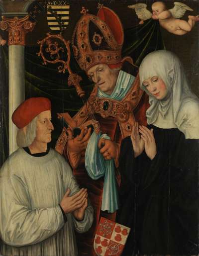 Gabriel von Eyb, Bischof von Eichstätt, mit den hll. Willibald und Walburga