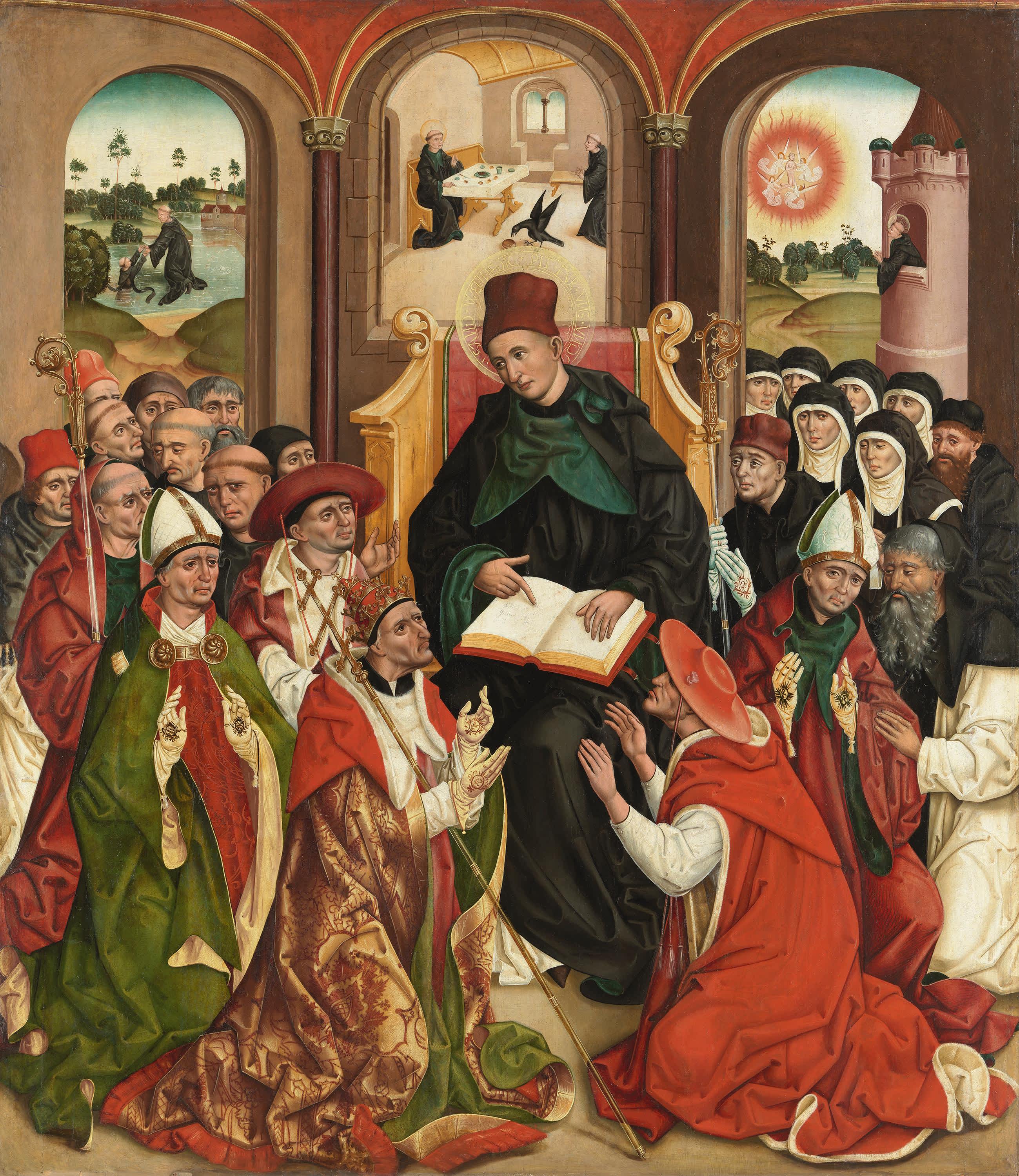 Weihenstephaner Altar: Der hl. Benedikt als Vater des abendländischen Mönchtums
Rückseite: Kreuzannagelung Christi