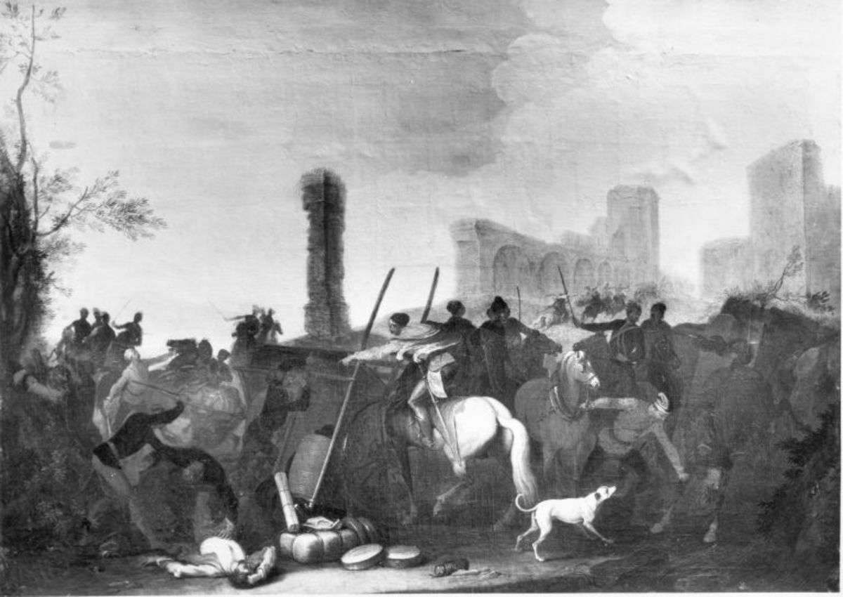 Räuber (Panduren) überfallen Bagage