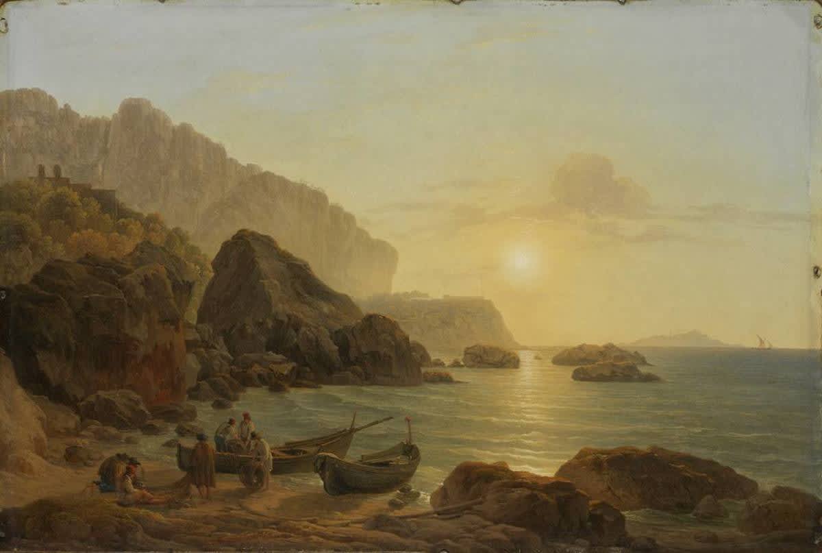 Küste von Capri bei Sonnenuntergang