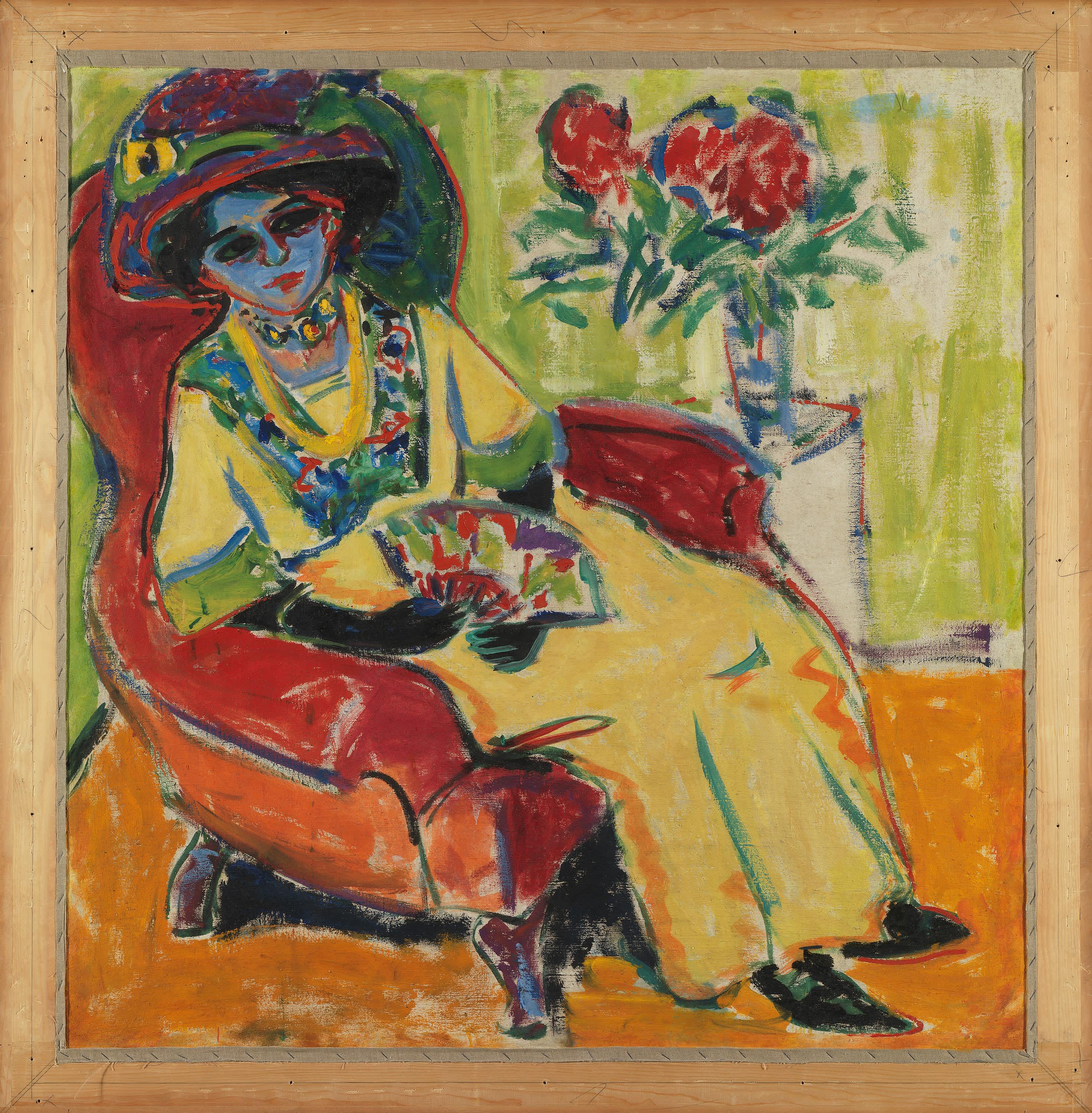 Bildnis Dodo (Sitzende Dame)
Rückseite: Maskenball (Masken auf der Straße)