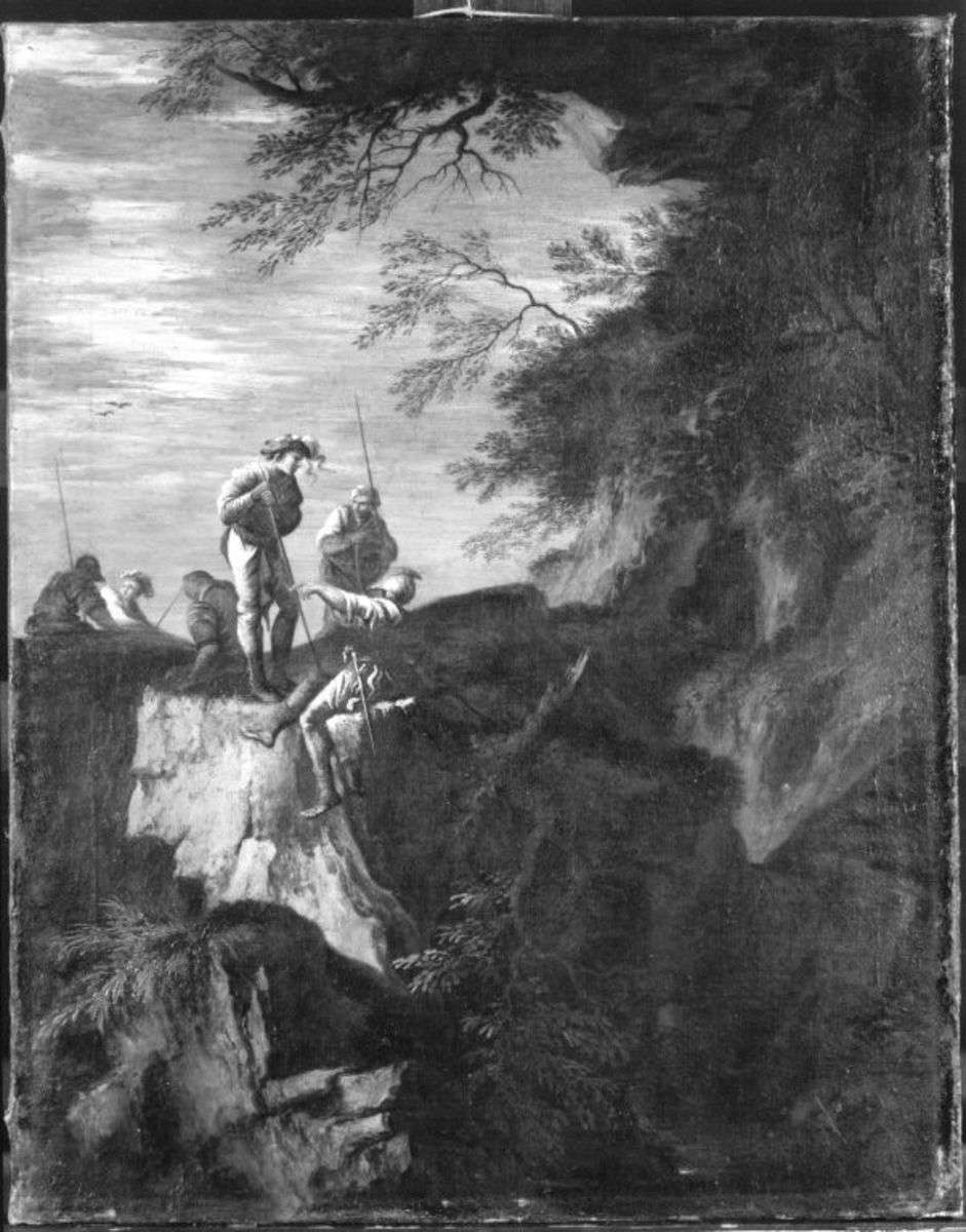 Bewaffnete Räuber in felsiger Gegend