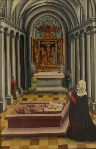 Auferweckung eines totgeborenen Kindes auf dem Grab des hl. Petrus von Mailand