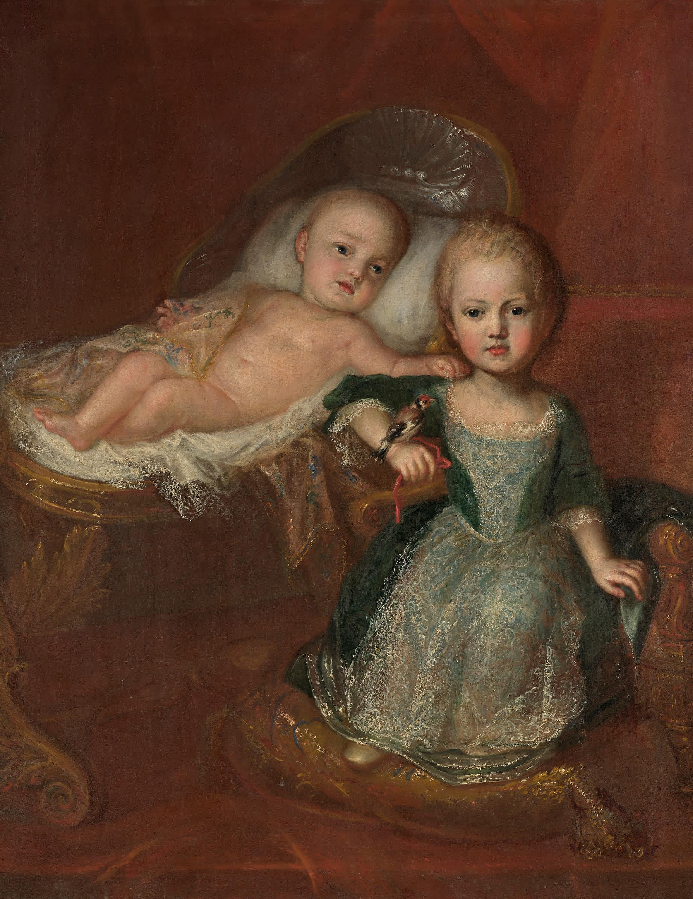 Prinz Johann Theodor, Sohn Max Emanuels, mit einem seiner Brüder