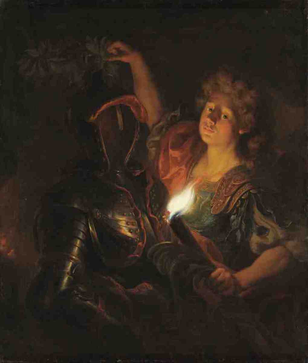 Krieger mit Fackel und Lorbeer