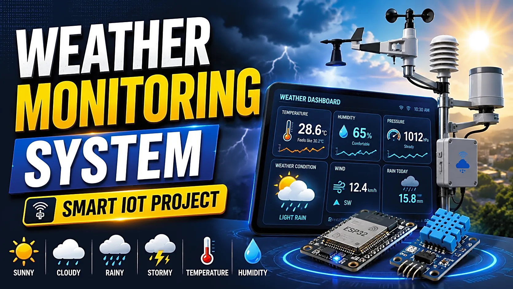 Weather Monitoring System Project Using IoT, ESP32 & Arduino thumbnail