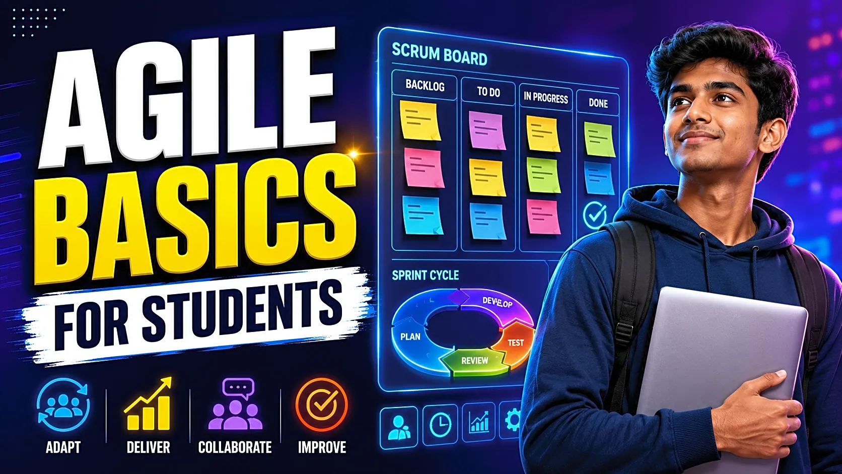 Agile Development Basics for Students: Scrum, Kanban & Sprint Guide — cover image