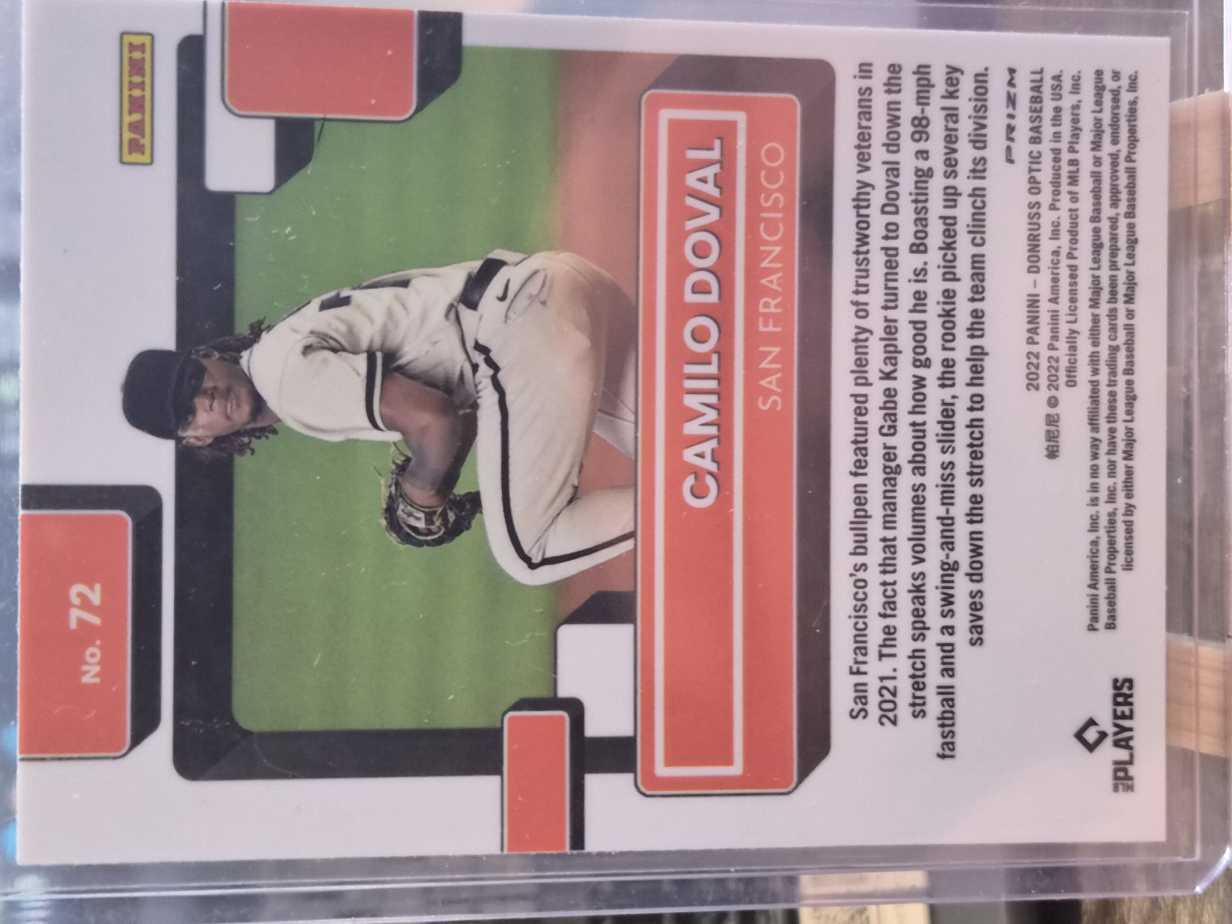 2022 Panini Donruss Optic Camilo Doval #72 Rated Rookie Pink Paralell