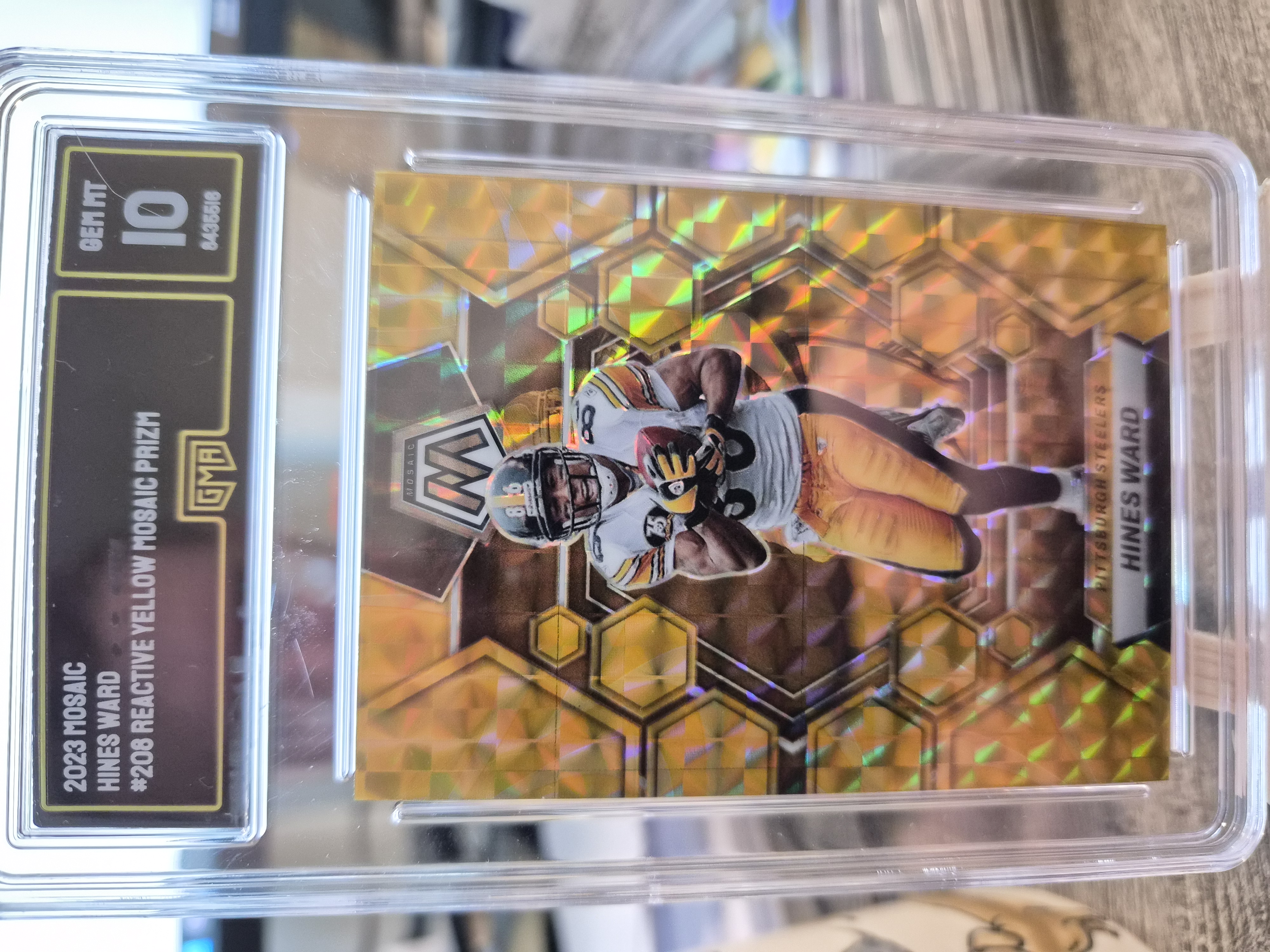 2023 Mosiac Hines Ward #208 Reactive Yellow Mosiac Prism Color Match Gem Mint 10 Slab