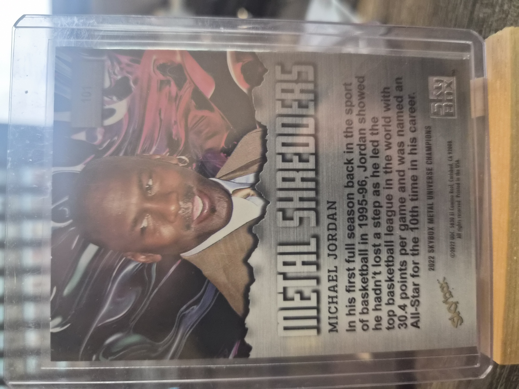 2022 Skybox Metal Universe Champions Michael Jordan "Metal Shredders" (#101).