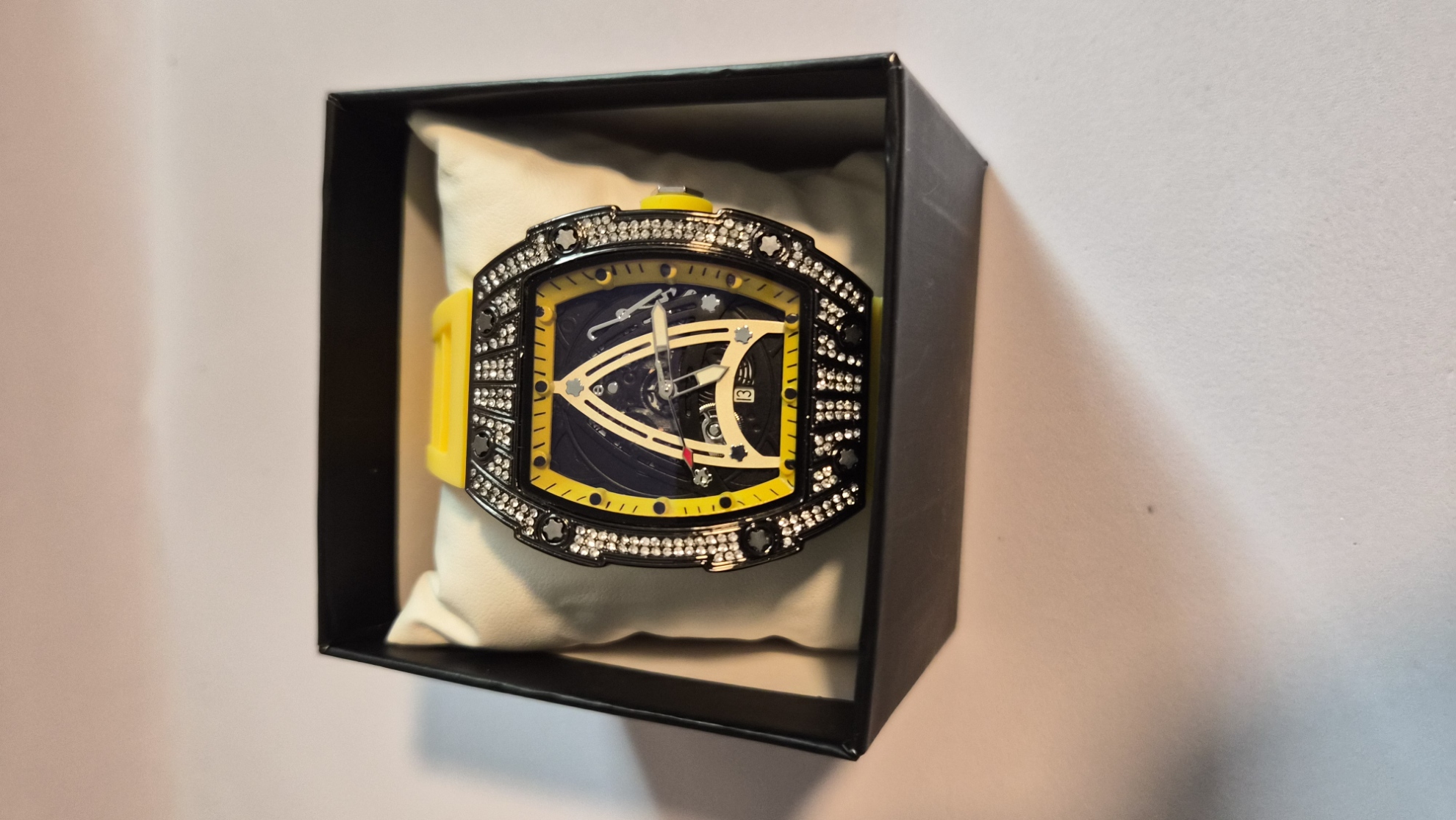 Custom Black and yellow Ferrari Style Fashion watch