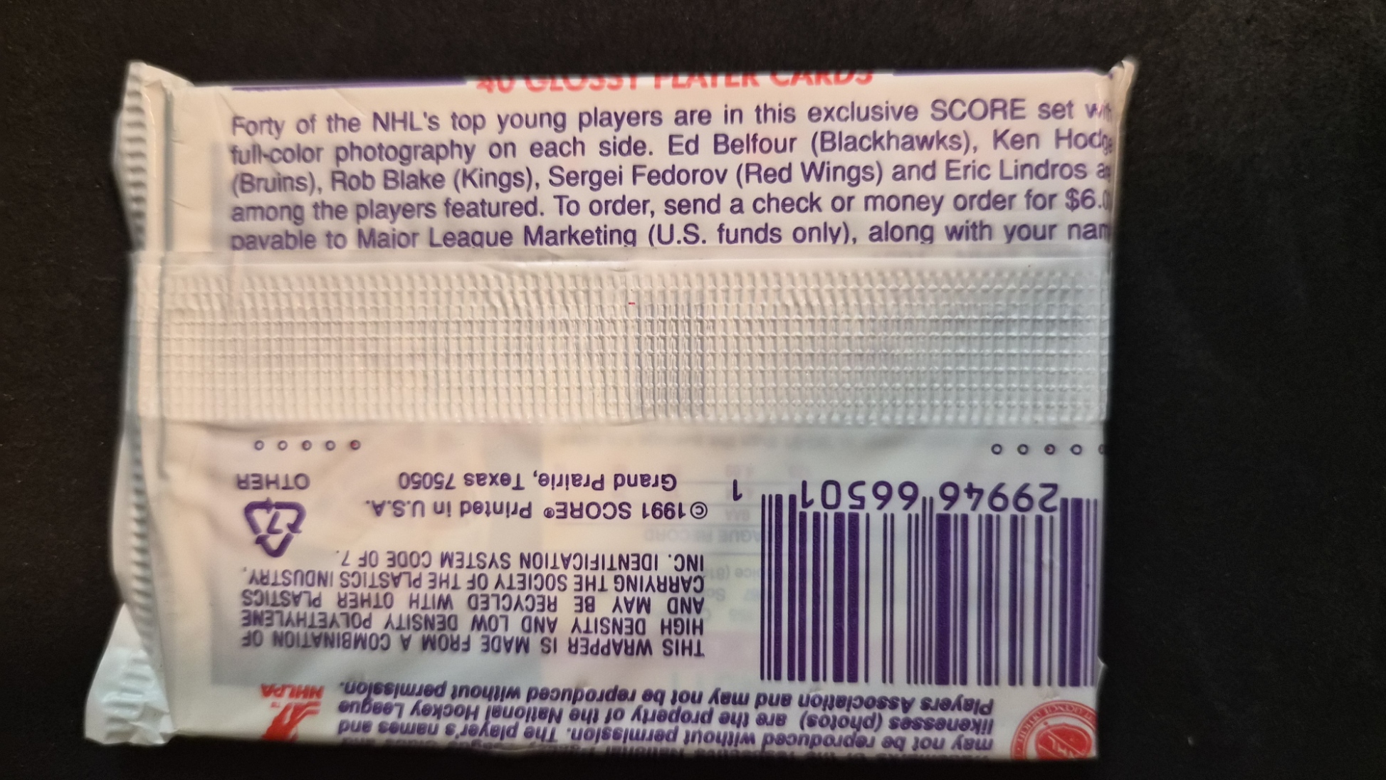 1991 Score NHL Hockey Cards (American edition)