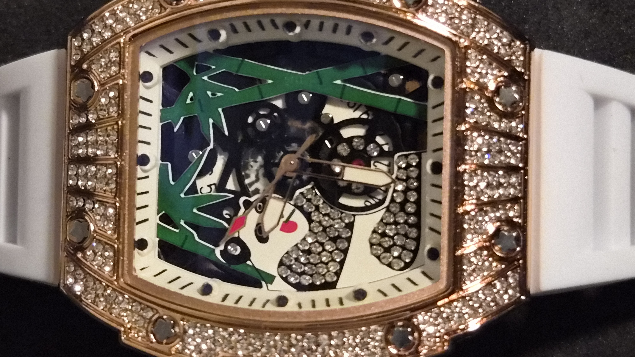 CUSTOM Tourbillion Panda Iced Out Mens Watch