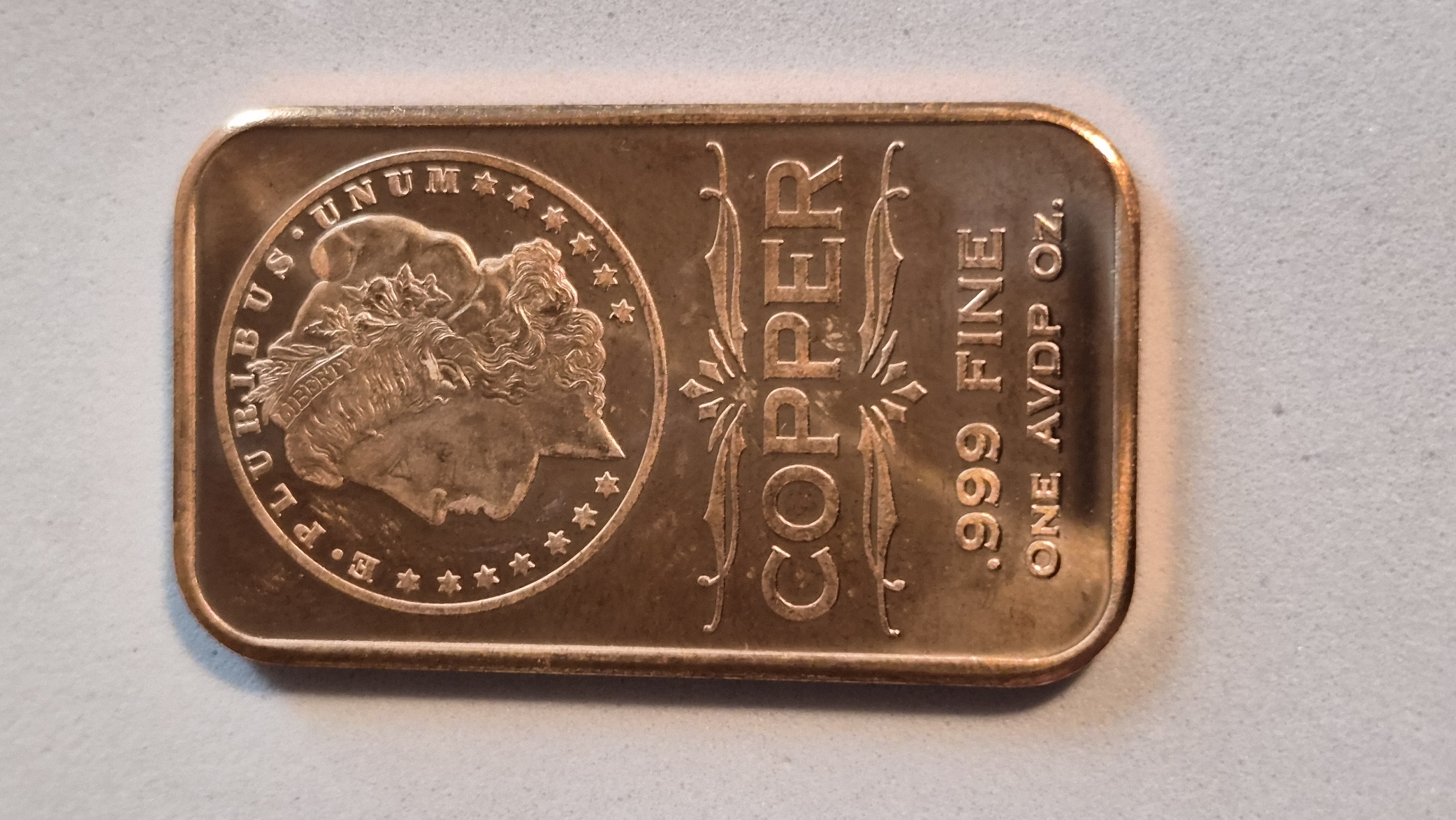 1 oz Morgan Dollar .999 Fine Copper Bar