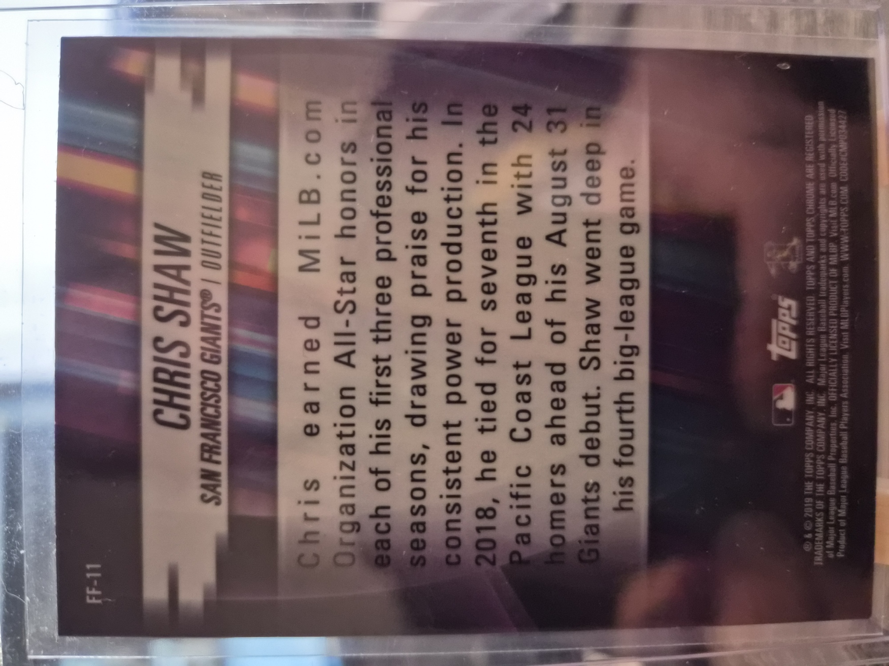 2019 Topps Chrome Chris Shaw "Freshman Flash", card #FF-11