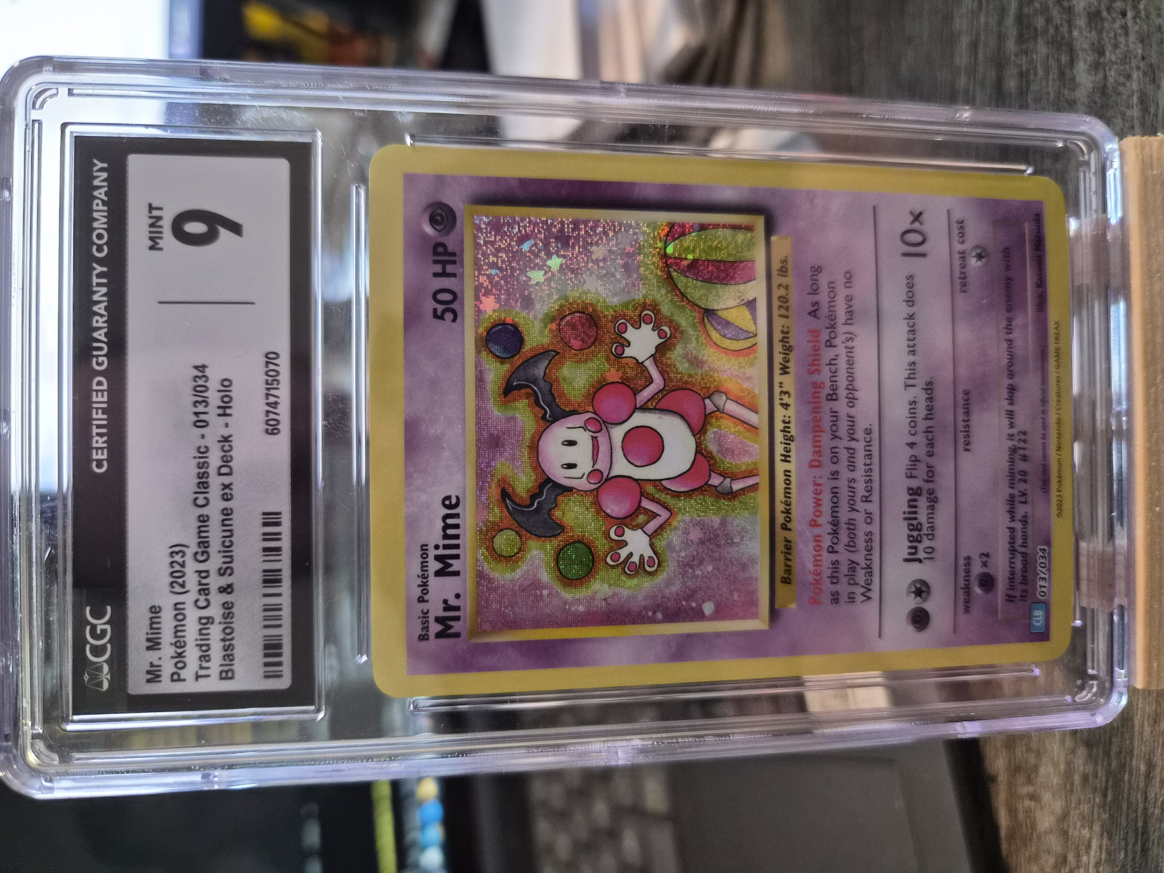 2023 Mr. Mime #013/034, Blastoise & Suicune ex Deck. CGC 9 Mint.