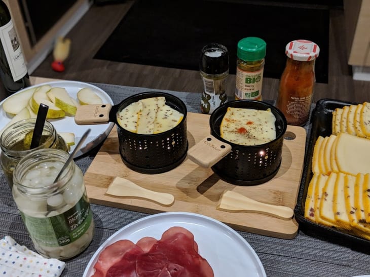 Raclette, perfect cold weather meal, also on a boat.