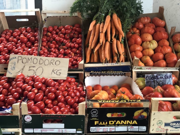 Fresh veggies at a market in Sicily