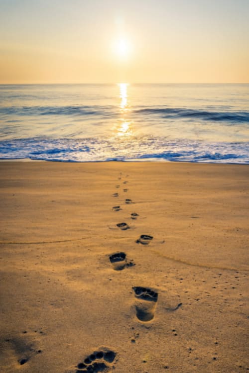 footprints on the beach