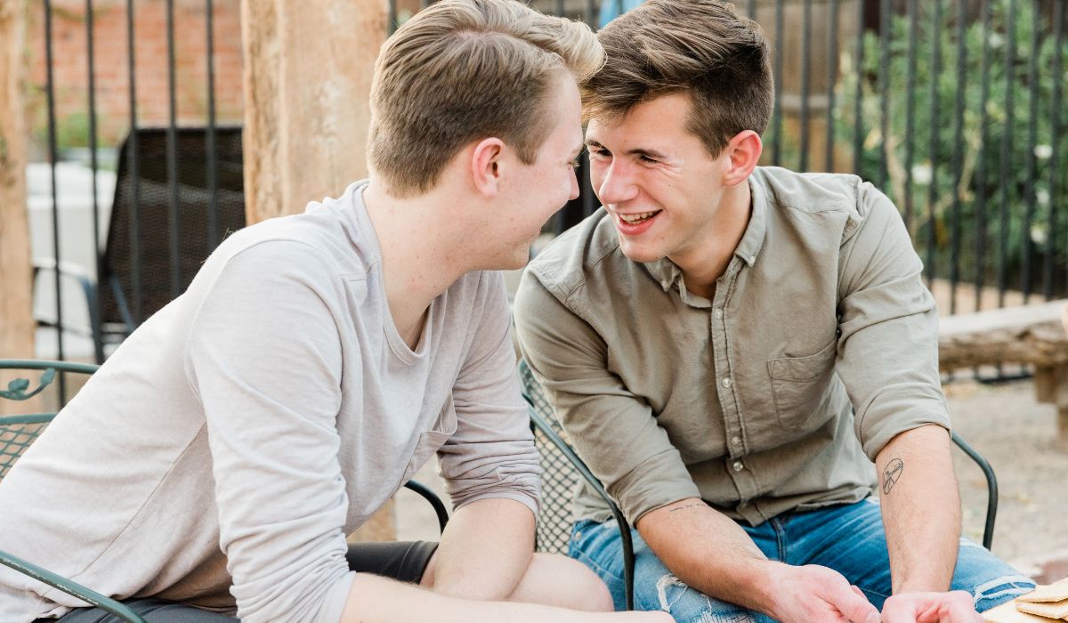 gay couple laughing