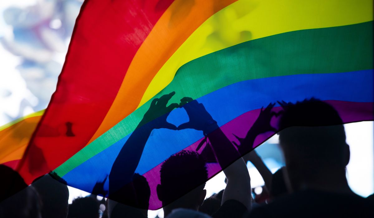 lgbt flag during pride march