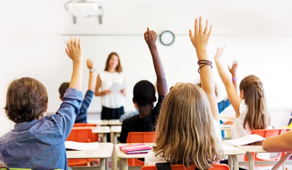 School kids in classroom