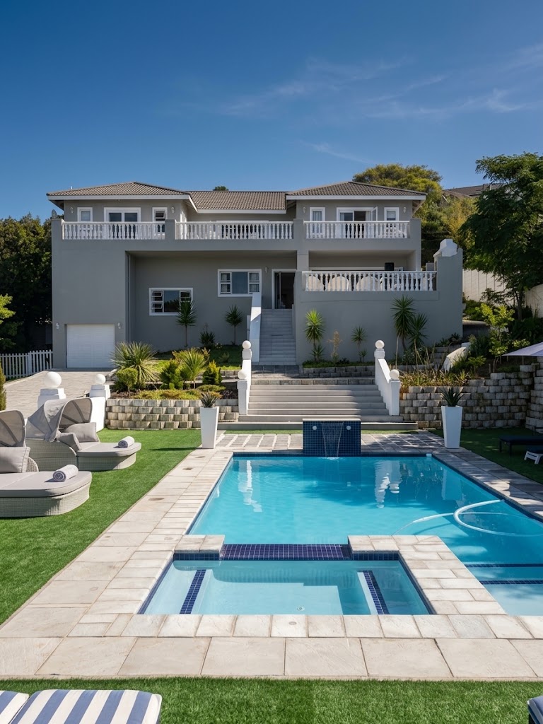 Villa exterior seen along the length of the Oasis