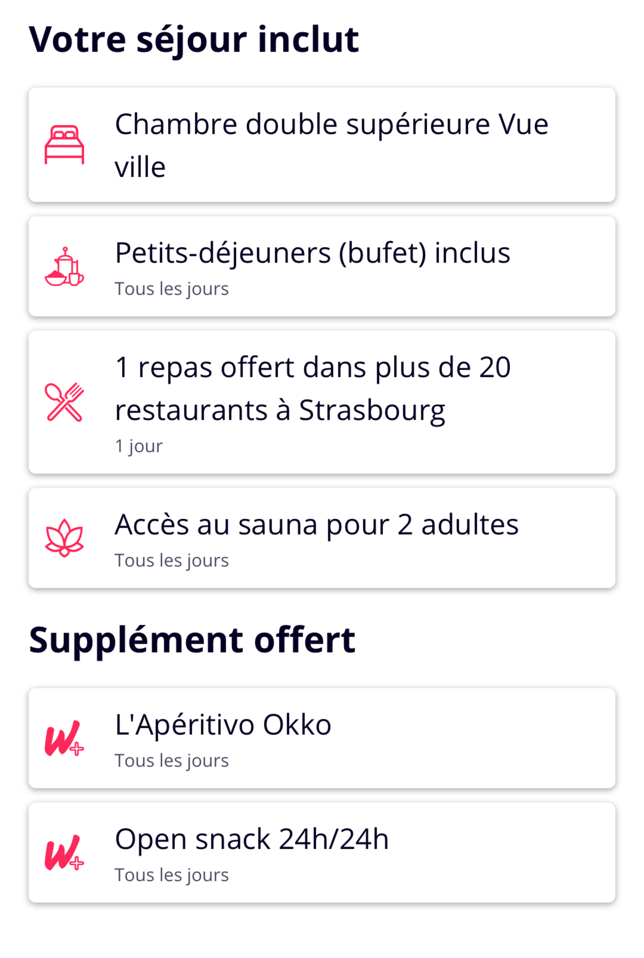 Weekendesk product package composition after