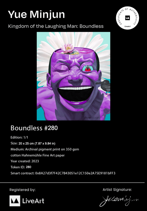 Certificate of Authenticity for Boundless NFT 280