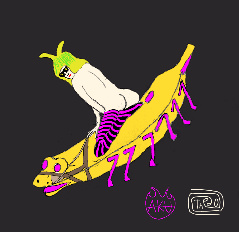 Banano Chan on an Aku monster