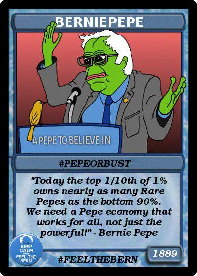 BERNIEPEPE Series 8, Card 45 Rare Pepe Wallet 2016 Counterparty XCP NFT [1889 Issuance]