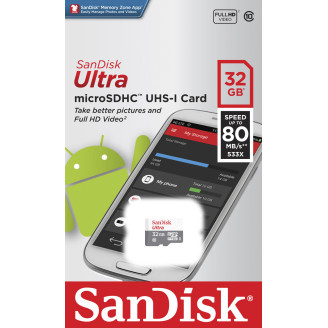 Micro SDHC Ultra -muistikortti,  32 GB, 80 MB/s