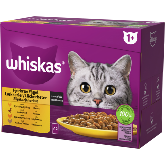 Kissanruoka Whiskas 12 x 85 g 1+ Siipikarjaherkut kastikkeessa