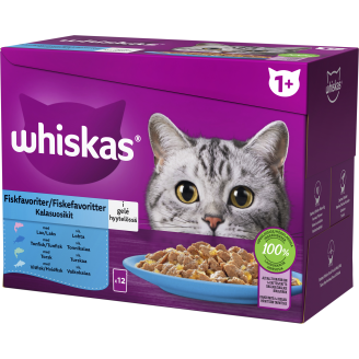 Kissanruoka Whiskas 12 x 85 g 1+ Kalasuosikit hyytelössä