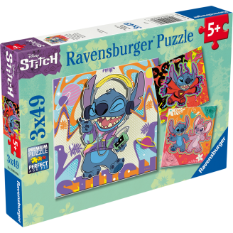 Palapeli Ravensburger 3 x 49 palaa Disney Stitch