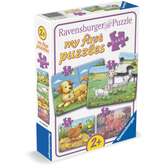 Palapeli Ravensburger 2/4/6/8 palaa Farm Animal Families