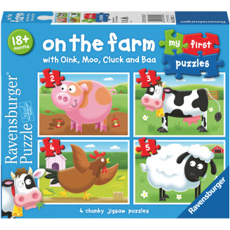 Palapeli Ravensburger 2/3/4/5 palaa On The Farm My First Puzzles