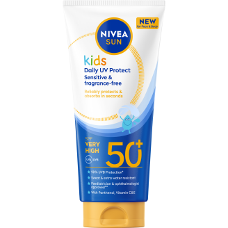 Aurinkovoide Nivea Sun 100 ml Kids Daily UV Protect Sensitive & Fragrance-Free SK50+ lapsille