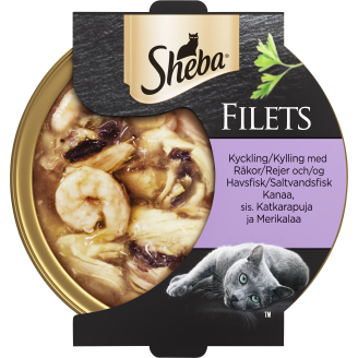 Kissanruoka Sheba 60 g kanafile, katkarapu & merikala
