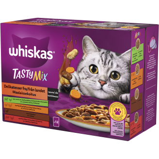 Kissanruoka Whiskas 12 x 85 g 1+ Tasty Mix Maalaissekoitus kastikkeessa