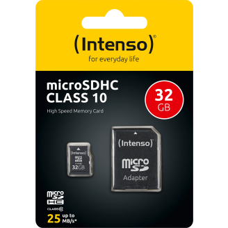 Muistikortti Intenso Micro SD HC 32GB Class 10 + adapteri