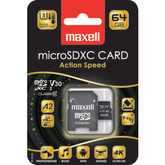 Muistikortti Maxell Micro SD Fast 64GB + Adapteri | tokmanni.fi