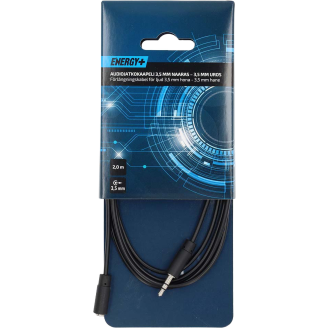 Audiokaapeli Energy+ 3,5 mm uros - 3,5 mm naaras Aux, 2 m