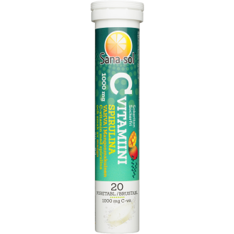 C-vitamiiniporetabletti 1000 mg 20 kpl Spirulina-mango