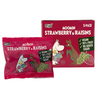 Hedelmäsnack Moomin 5 x 20 g mansikka-rusina