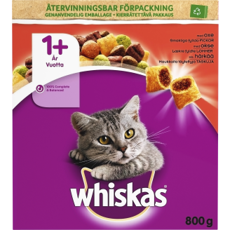 Kissanruoka Whiskas 800 g 1+ häränliha