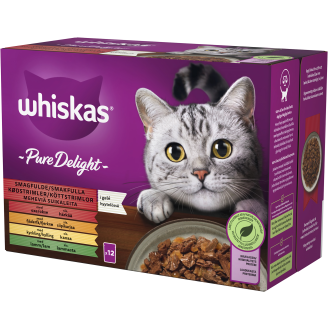 Kissanruoka Whiskas 12 x 85 g 1+ Pure Delight Perinteiset ateriat hyytelössä